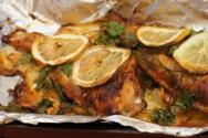 Sea bass baked in foil