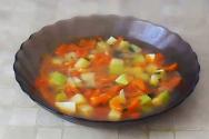 Preparing vegetable soup.  Vegetable soup