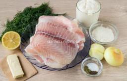 Recipe for fish baked in sour cream sauce